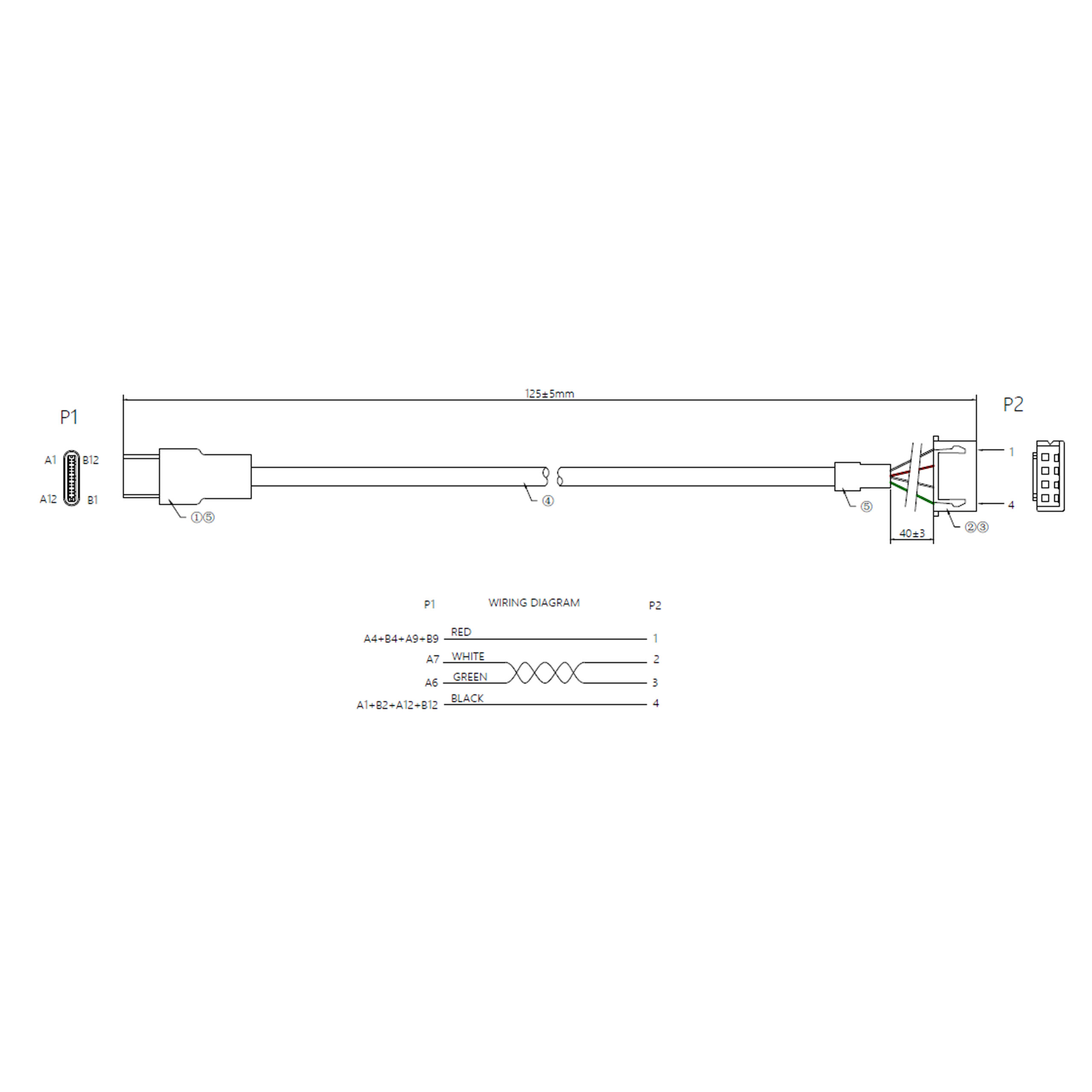 USB-C to 4P XH-2.54 125mm - Image 3